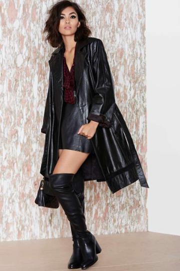 Nasty Gal Vintage Vintage Midnight Oil Leather Trench Coat