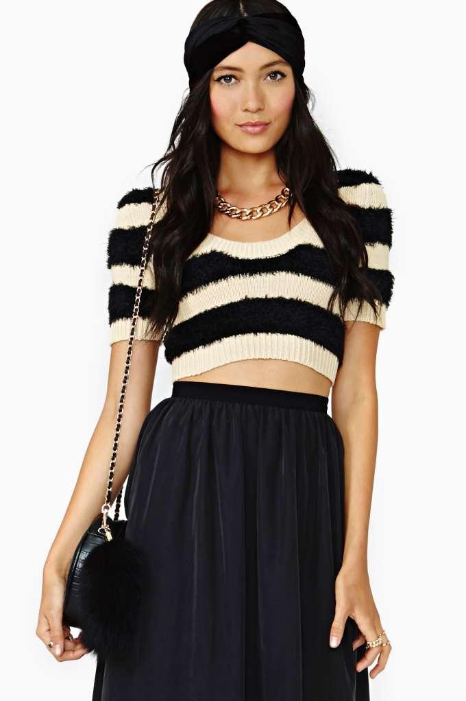 Nasty Gal Nasty Gal Soft Stripe Crop Knit