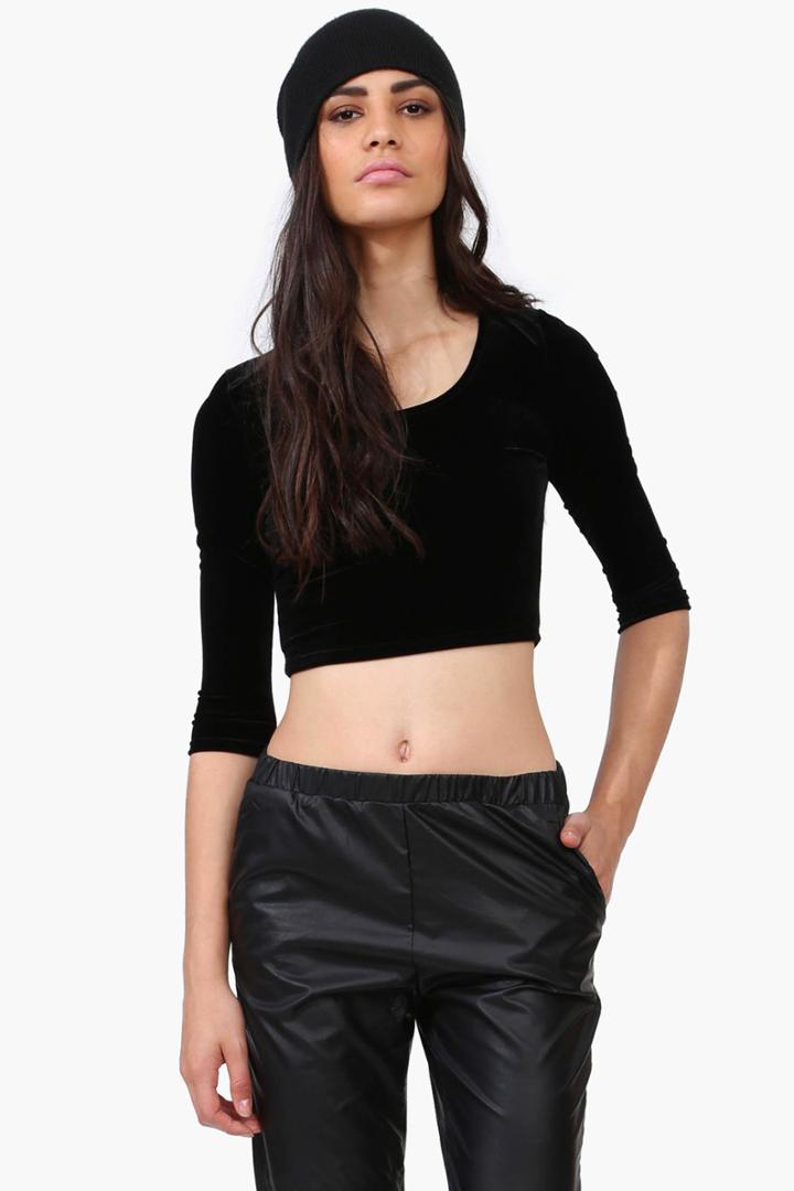 Necessary Clothing - Velvet Crop Top - Black 