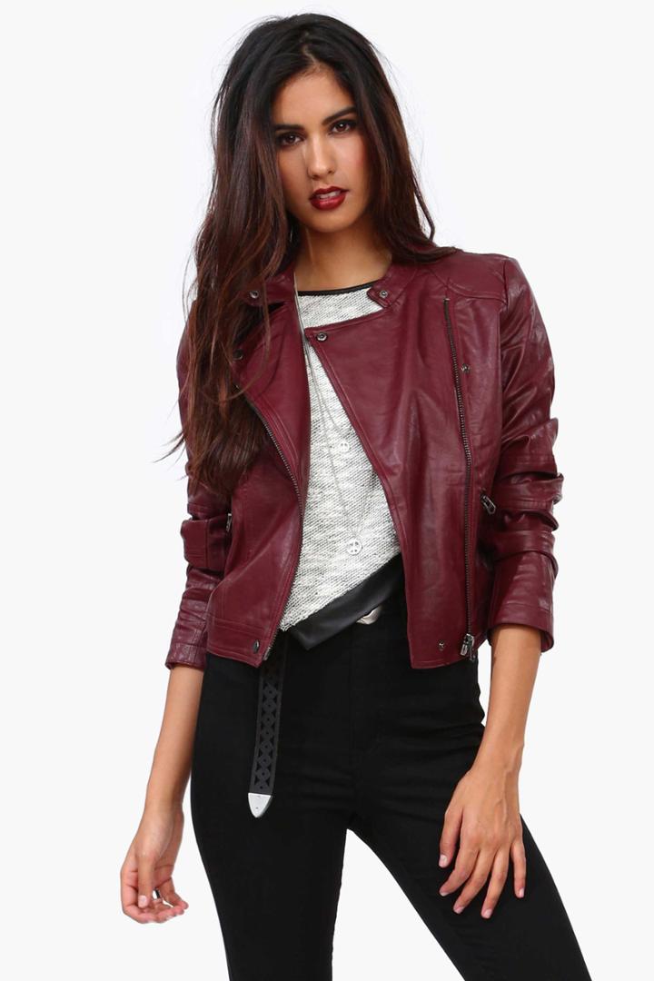 Necessary Clothing - Rebellion Leather Jacket - Burgundy 