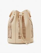 Modern Weaving Mini Oval Die Cut Bucket Bag In Neutral