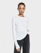 T By Alexander Wang Classic Cropped Longsleeve Tee In White