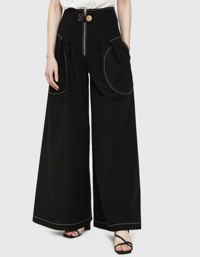 Rejina Pyo Allie Wide Leg Trousers In Denim Black
