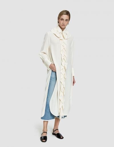Marni L/s Ruffled Neck Shirt In Antique White