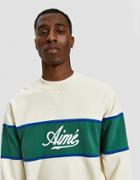 Aim  Leon Dore Rugby Crewneck In Natural/green/royal