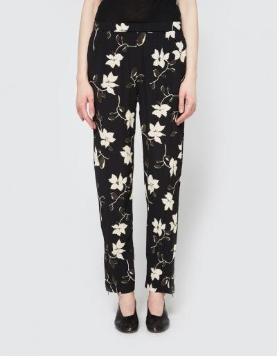 Ganni Rosemont Crepe Pant In Black Wild Rose