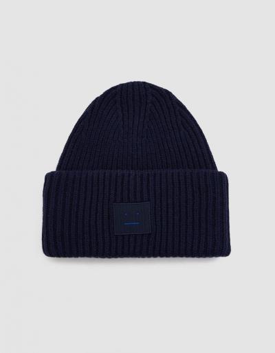 Acne Studios Pansy L Face Beanie In Navy