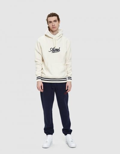 Aim  Leon Dore Reverse Fleece Kanga Hoodie In Natural &
