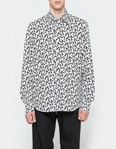 Marni L/s Sport Shirt In White/navy