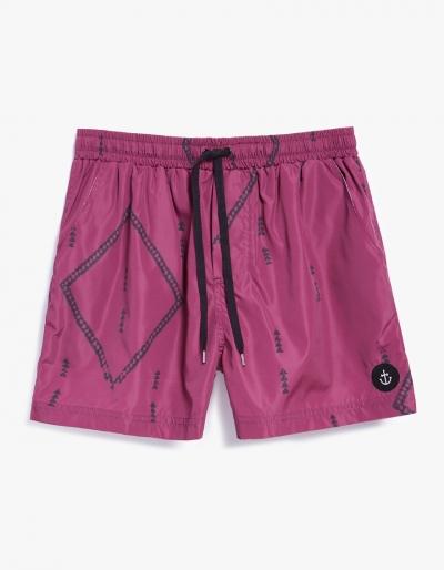 Insted We Smile Persian Track Swim Short In Burgundy