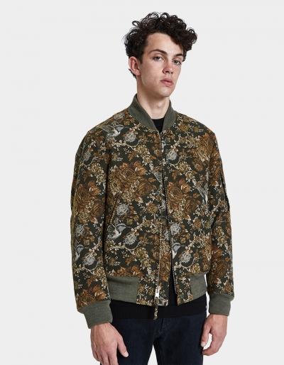 Engineered Garments Aviator Hummingbird Jacquard Jacket In Olive