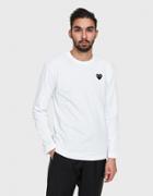 Comme Des Gar Ons Play Play Ls Black Heart T-shirt In White