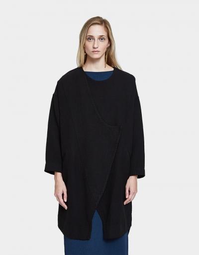 Black Crane Dual Canvas Coat In Black