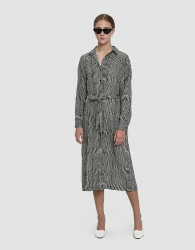 Stelen Ora Tie Waist Houndstooth Dress