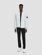 Stone Island Garment Dyed Quilted Micro Yarn Down Bomber Jacket In Ice