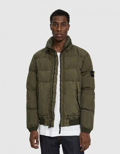 Stone Island Garment Dyed Crinkle Reps Real Down Jacket In Olive