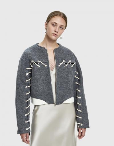 Walk Of Shame Lace-through Bomber Jacket