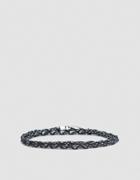 Caputo & Co. Hand-braided Silver Chain Bracelet In Black