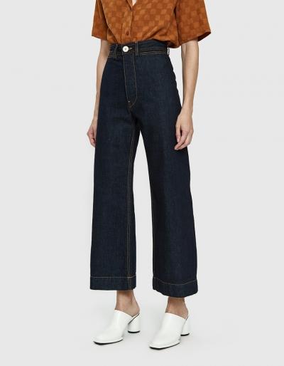 Jesse Kamm Denim Sailor Pant In Dark Blue