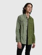 John Elliott Distorted Military Button Up Shirt In Washed Olive