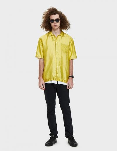 Sacai Silk Grid Shirt In Yellow