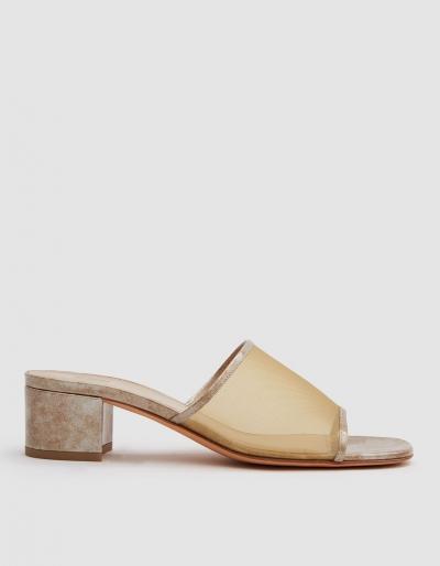 Maryam Nassir Zadeh Sophie Mesh Slide In Gold/straw