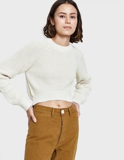 Callahan Shaker Knit Hi Lo Sweater In Creme