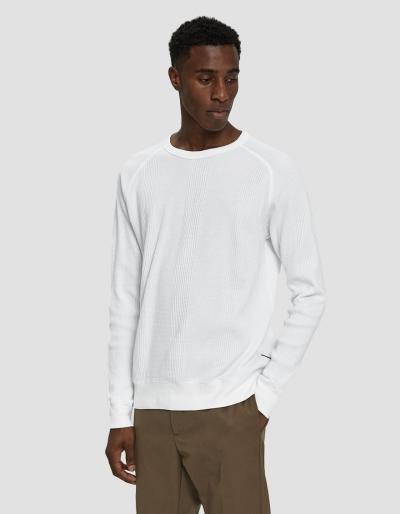 Saturdays Nyc L/s Kasu Waffle Stripe Tee In White
