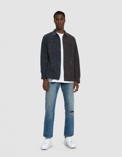 John Elliott Distorted Military Button Up Shirt In Washed Black