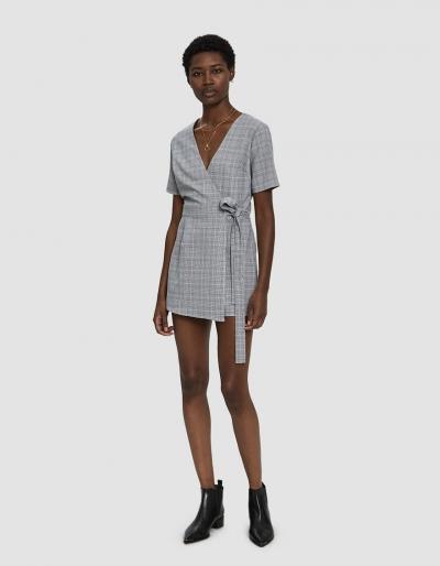 Stelen Breanna Plaid Wrap Romper