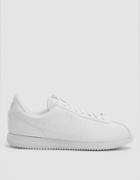 Nike Cortez Basic Leather Shoe In White/white Wolf Grey