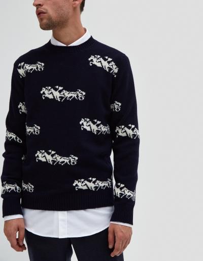 Editions M.r. Horse Jacquard Sweater In Off White/night