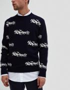 Editions M.r. Horse Jacquard Sweater In Off White/night