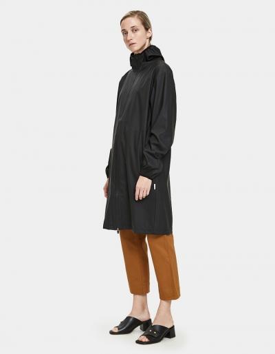 Rains Long Base Jacket In Black