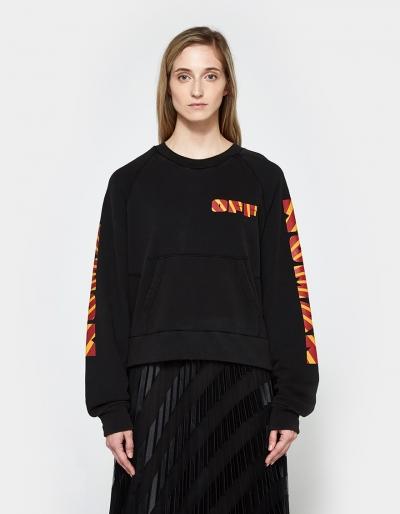 Off-white Rays Pleat Crewneck In Black