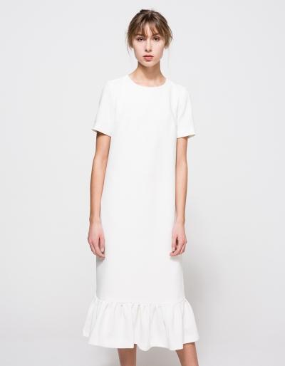 Edit Midi Peplum Dress W/sleeves