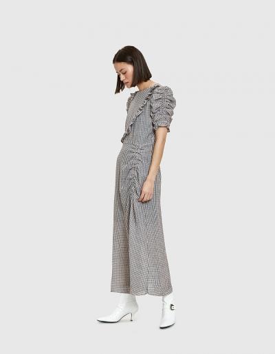 Farrow Sora Dress In Navy Plaid