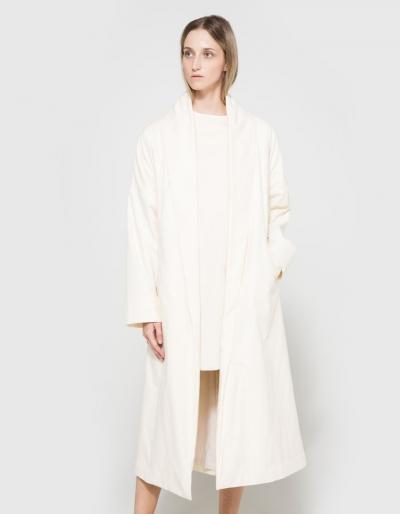 Black Crane Long Coat In Cream