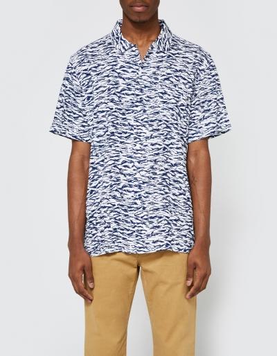 Obey Uproar Woven Ss Shirt In Navy