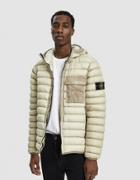 Stone Island Garment Dyed Micro Yarn Hooded Down Jacket In Beige