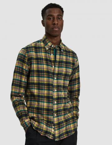 Gitman Brothers Vintage Hunter Plaid Flannel Shirt In Yellow