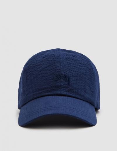 St Ssy Seersucker Low Pro Cap In Navy