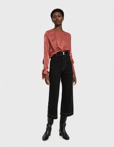 Stelen Libbi Satin Tie-sleeve Top