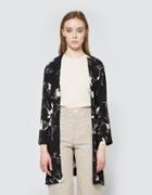 Ganni Rosemont Crepe Kimono In Black Wild Rose