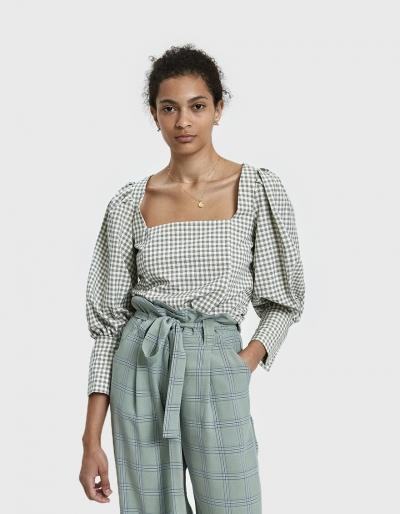 Stelen Dana Checked Square Neck Top
