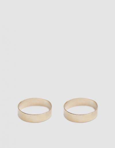 Loren Stewart Set Of Two Gold Band Rings