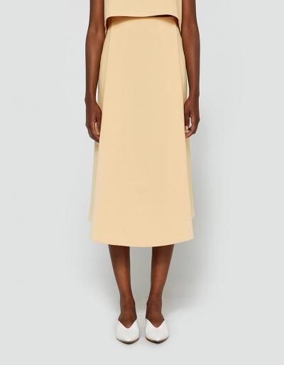 Kaarem Stream Deep Pleated Midi Skirt In Yellow