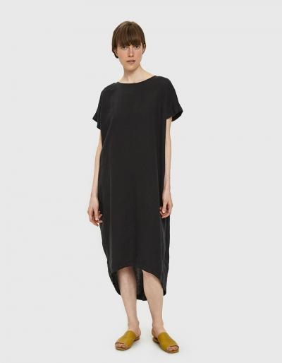 Black Crane Pleated Cocoon Dress In Green Black