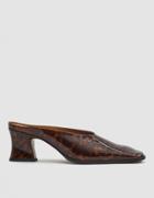 By Far Shoes Kim Square Toe Mule In Tortoise Patent