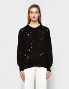 T By Alexander Wang L/s Oversized Crew Neck Sweater In Black
